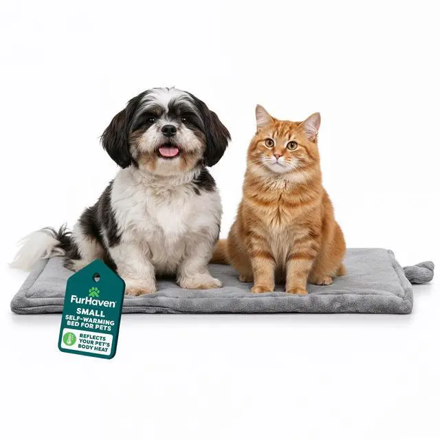 Main image of ThermaNAP Self Warming Cat Mat, Dog Bed for Crates with Self-Warming Technology for Cozy Rest, Fully Machine Washable, Small, Plush Faux Fur, Gray