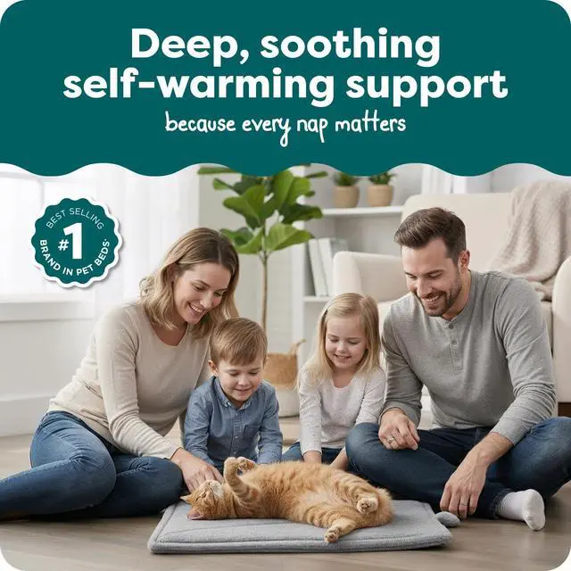 Alt view image 2 of 7 - ThermaNAP Self Warming Cat Mat, Dog Bed for Crates with Self-Warming Technology for Cozy Rest, Fully Machine Washable, Small, Plush Faux Fur, Gray
