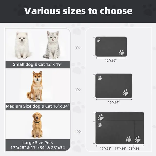 Alt view image 7 of 7 - Pet Feeding Mat-Absorbent Dog Mat for Food and Water Bowl-No Stains Easy Clean Dog Food Mat-Quick Dry Water Dispenser-Puppy Supplies Accessories