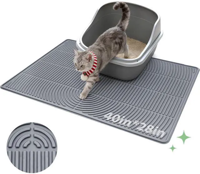 Main image of Cat Litter Box Mat,40" x 28" Extra Large Silicone Waterproof Litter Trapping Mat for Scatter Control Soft on Kitty Paws Non-Slip Easy to Clean