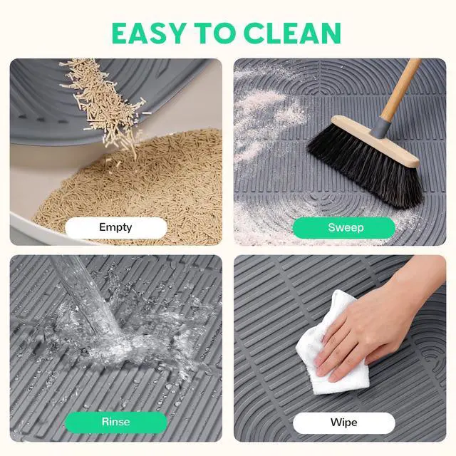 Alt view image 4 of 7 - Cat Litter Box Mat,40" x 28" Extra Large Silicone Waterproof Litter Trapping Mat for Scatter Control Soft on Kitty Paws Non-Slip Easy to Clean