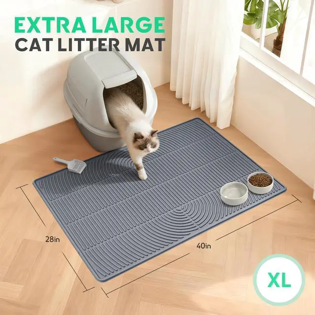 Alt view image 5 of 7 - Cat Litter Box Mat,40" x 28" Extra Large Silicone Waterproof Litter Trapping Mat for Scatter Control Soft on Kitty Paws Non-Slip Easy to Clean