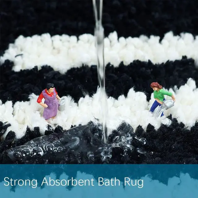 Alt view image 3 of 7 - Cat Bathroom Rug Cute Water Absorb Non Slip Bath Room Rug Soft Microfiber Entryway Doormat for Shower Room Carpet White and Black Bath Mat 25.5 X 17.5 in