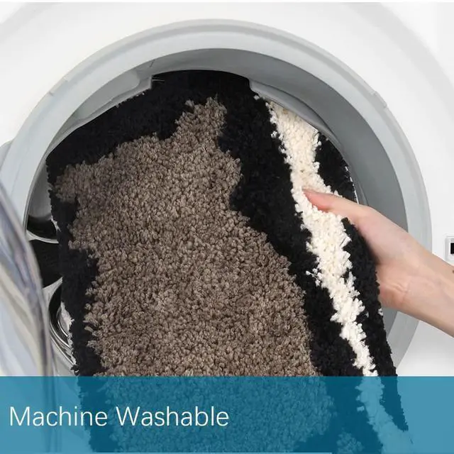 Alt view image 6 of 7 - Cat Bathroom Rug Cute Water Absorb Non Slip Bath Room Rug Soft Microfiber Entryway Doormat for Shower Room Carpet White and Black Bath Mat 25.5 X 17.5 in
