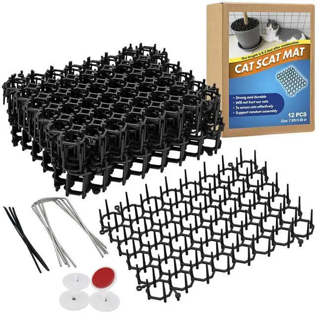 Main image of 12 Pack Cat Deterrent Mat, 6 x 8 in Scat Mat with Spikes, Keep Cats Away from Plants, Indoor Furniture & Outdoor Garden Fence Pet Repellent Barrier