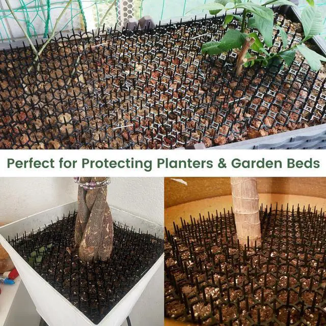 Alt view image 3 of 7 - 12 Pack Cat Deterrent Mat, 6 x 8 in Scat Mat with Spikes, Keep Cats Away from Plants, Indoor Furniture & Outdoor Garden Fence Pet Repellent Barrier
