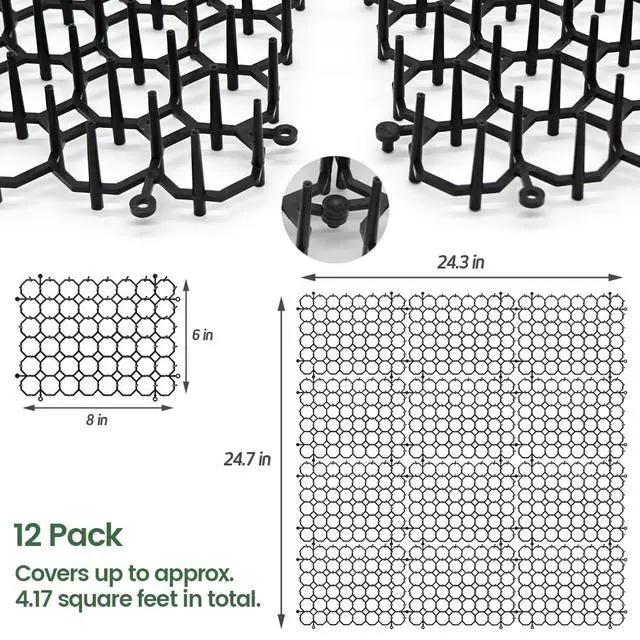 Alt view image 4 of 7 - 12 Pack Cat Deterrent Mat, 6 x 8 in Scat Mat with Spikes, Keep Cats Away from Plants, Indoor Furniture & Outdoor Garden Fence Pet Repellent Barrier