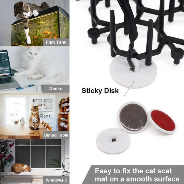 Alt view image 5 of 7 - 12 Pack Cat Deterrent Mat, 6 x 8 in Scat Mat with Spikes, Keep Cats Away from Plants, Indoor Furniture & Outdoor Garden Fence Pet Repellent Barrier