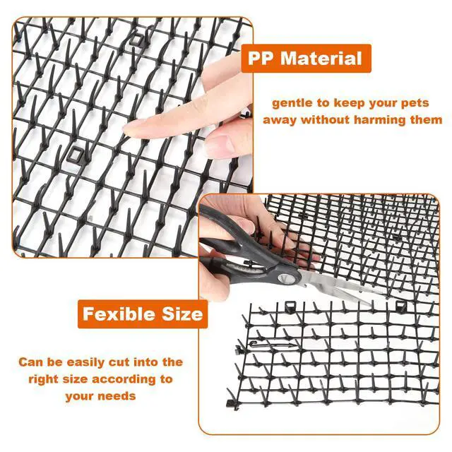 Alt view image 4 of 7 - 13Ft x 12 Inch Scat Mat for Cats, Cat Scat Mat with Spikes, Anti-Cats Deterrent Mat, Pet Repellent Mat, Cat Digging Stopper Prickle Strip for Indoor Outdoor Sofa Furniture with Garden Staples
