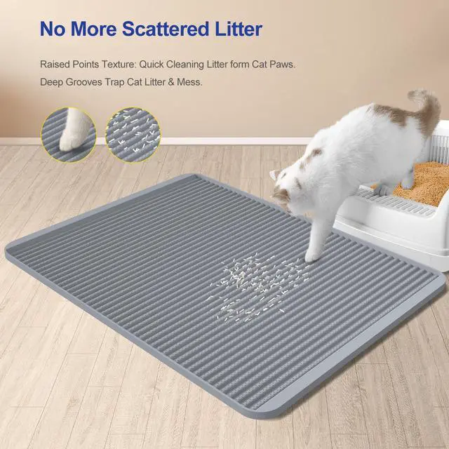 Alt view image 2 of 7 - Silicone Cat Litter Mat - 31' x 23' Waterproof Large Kitty Mat, Non-Slip, Durable, Easy Clean & Washable Cat Litter Tray Mat for Scatter Control