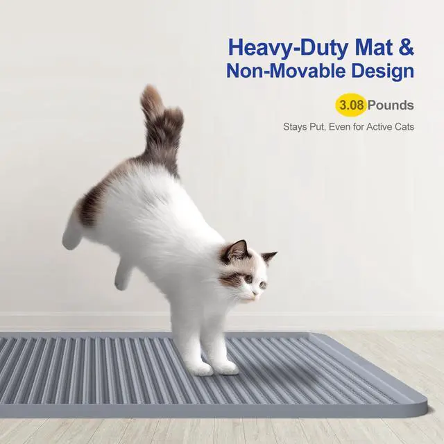 Alt view image 4 of 7 - Silicone Cat Litter Mat - 31' x 23' Waterproof Large Kitty Mat, Non-Slip, Durable, Easy Clean & Washable Cat Litter Tray Mat for Scatter Control