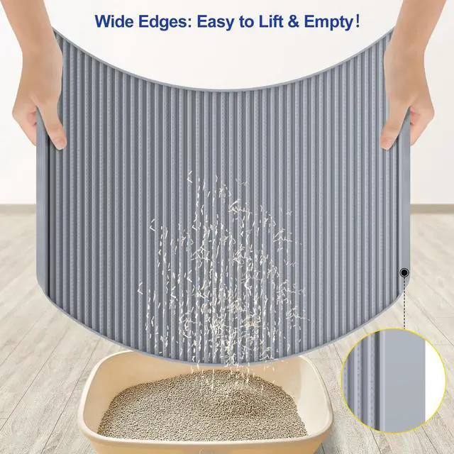 Alt view image 7 of 7 - Silicone Cat Litter Mat - 31' x 23' Waterproof Large Kitty Mat, Non-Slip, Durable, Easy Clean & Washable Cat Litter Tray Mat for Scatter Control