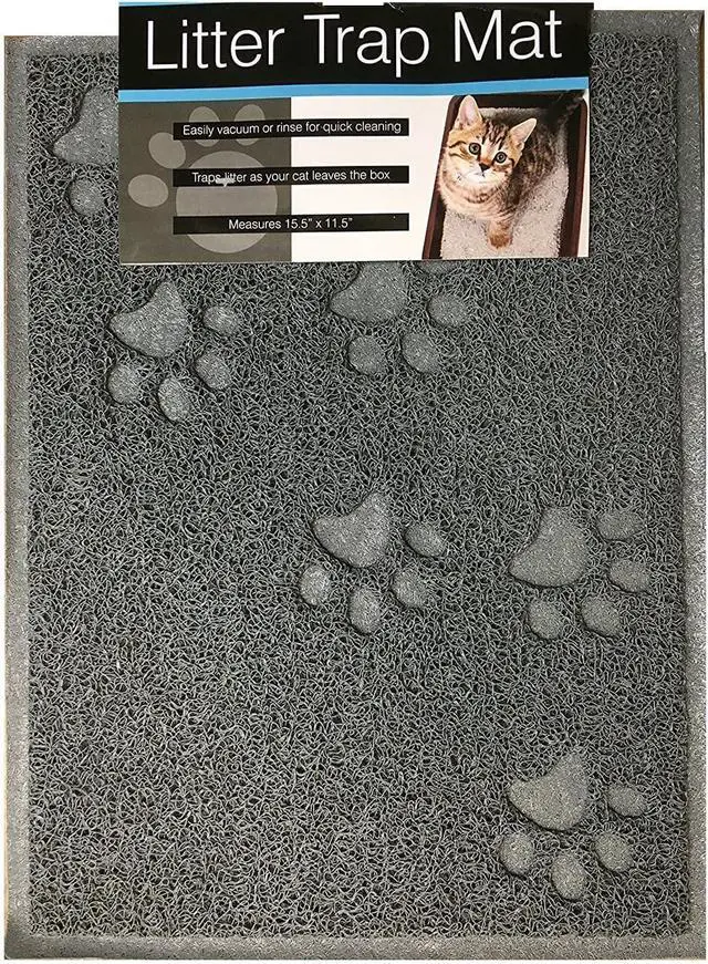 Main image of Cat Litter Mat. Traps Litter. Soft Non-Slip Surface. Easy to Clean. 11.5 x 15.75 in Gray Mat for Litter Box Area
