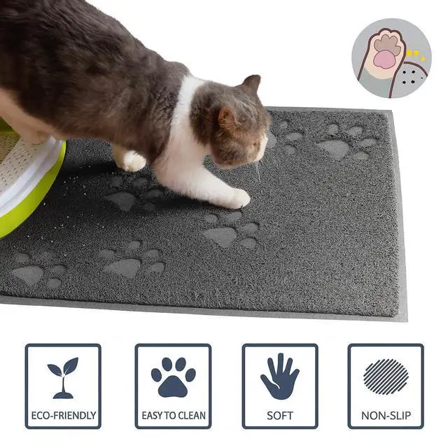Alt view image 3 of 7 - Cat Litter Mat. Traps Litter. Soft Non-Slip Surface. Easy to Clean. 11.5 x 15.75 in Gray Mat for Litter Box Area