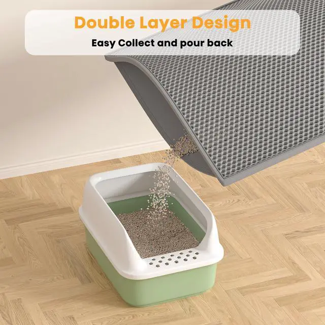 Alt view image 2 of 7 - 2 Packs Cat Litter Mat Double Layer Waterproof Urine Proof Trapping Mat (30''X24'', Gray)