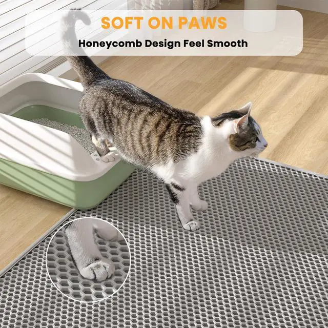 Alt view image 5 of 7 - 2 Packs Cat Litter Mat Double Layer Waterproof Urine Proof Trapping Mat (30''X24'', Gray)