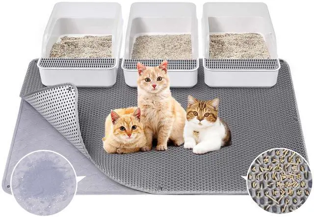 Main image of Cat Litter Mat - Extra Large XL 45"x 27" Cat Litter Trapping Mat, Machine Washable Double Layer Design, Urine & Waterproof for Kitty- Easy Clean for Floor