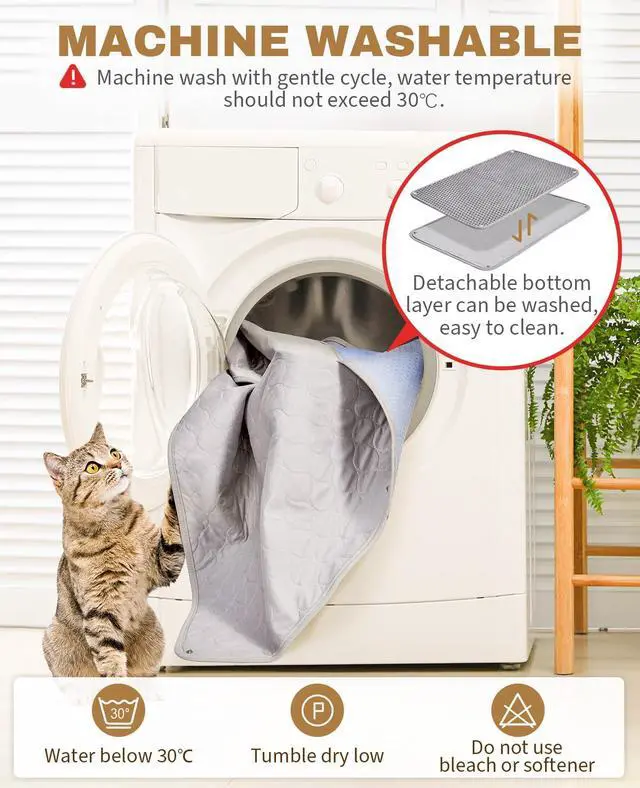 Alt view image 3 of 7 - Cat Litter Mat - Extra Large XL 45"x 27" Cat Litter Trapping Mat, Machine Washable Double Layer Design, Urine & Waterproof for Kitty- Easy Clean for Floor
