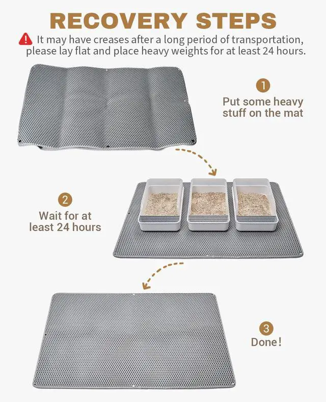 Alt view image 5 of 7 - Cat Litter Mat - Extra Large XL 45"x 27" Cat Litter Trapping Mat, Machine Washable Double Layer Design, Urine & Waterproof for Kitty- Easy Clean for Floor