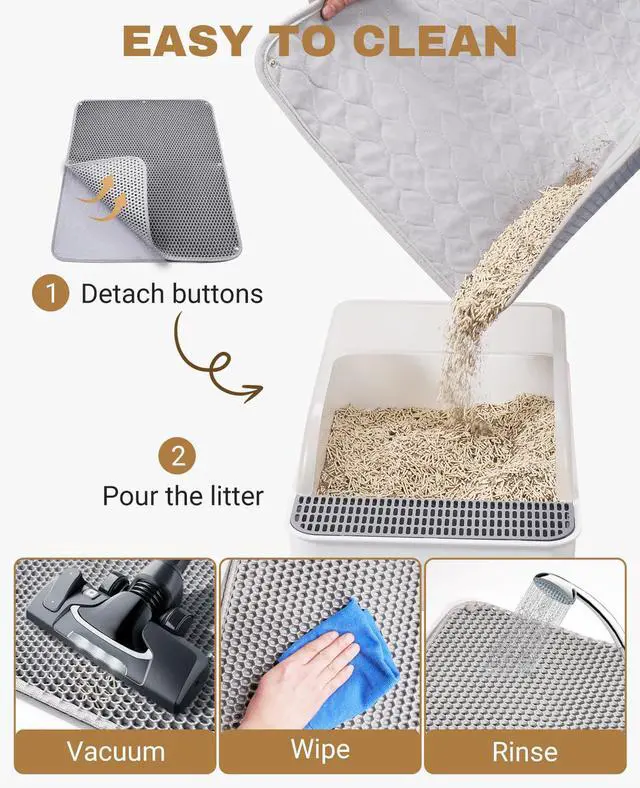 Alt view image 7 of 7 - Cat Litter Mat - Extra Large XL 45"x 27" Cat Litter Trapping Mat, Machine Washable Double Layer Design, Urine & Waterproof for Kitty- Easy Clean for Floor