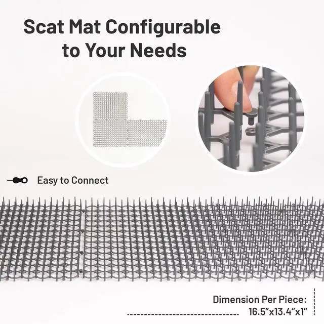 Alt view image 2 of 7 - 10 Pack Extra Large Cat Scat Mat for Cats - Cat Spike Mat 16.5 x 13.4 Inch with 1 Inch Spikes is Perfect to Keep Cats Away Indoor and Outdoor