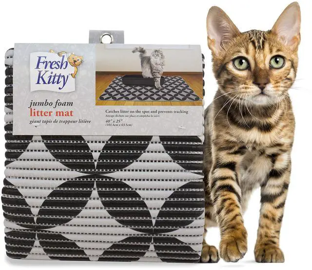 Main image of Durable XL Jumbo Foam Litter Box Mat BPA and Phthalate Free, Water Resistant, Traps Litter from Box, Scatter Control, Easy Clean Mats Gray Pattern 40x 25 (9052)