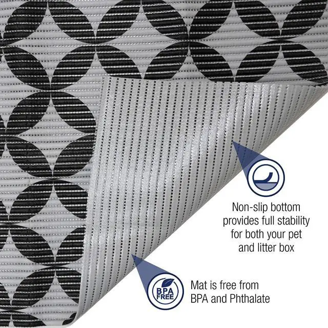Alt view image 2 of 5 - Durable XL Jumbo Foam Litter Box Mat BPA and Phthalate Free, Water Resistant, Traps Litter from Box, Scatter Control, Easy Clean Mats Gray Pattern 40x 25 (9052)