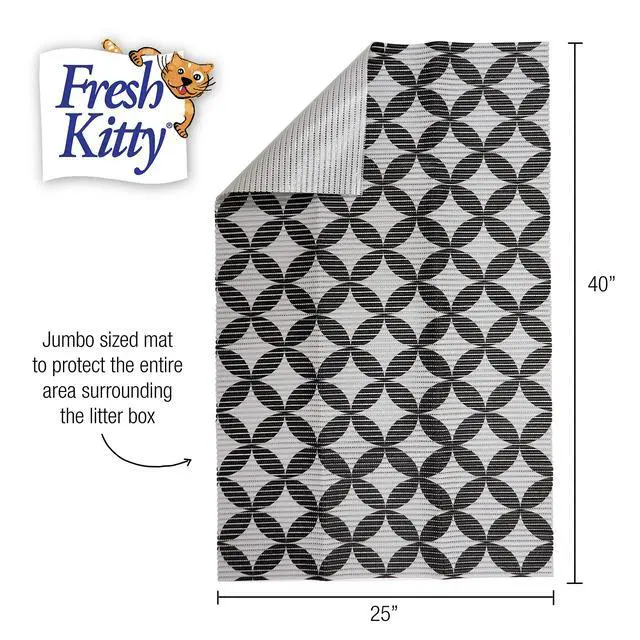 Alt view image 5 of 5 - Durable XL Jumbo Foam Litter Box Mat BPA and Phthalate Free, Water Resistant, Traps Litter from Box, Scatter Control, Easy Clean Mats Gray Pattern 40x 25 (9052)