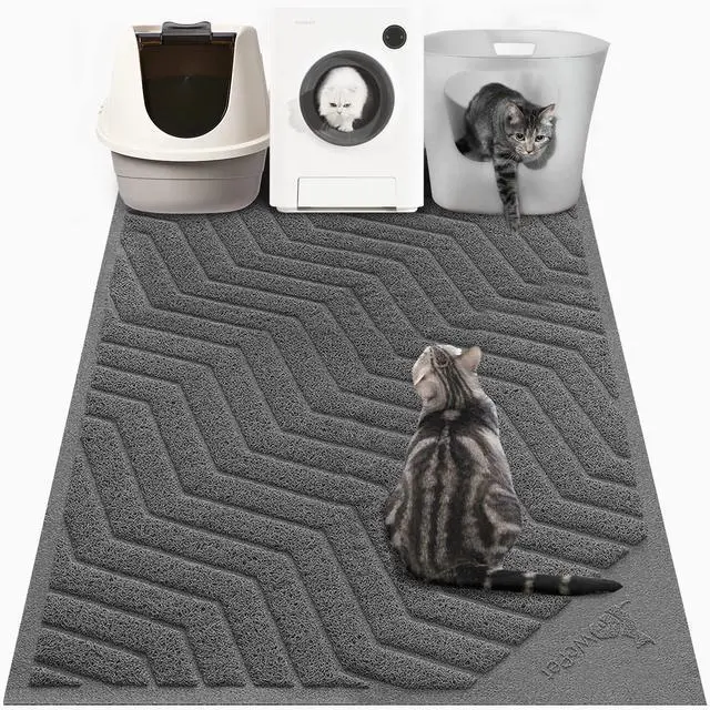 Main image of Cat Litter Box Mat(No. 02-2), Kitty Premium PVC Pad, Durable Trapping Rug, Phthalate Free, Urine-Resistant, Scatter Control, XXL 47 x 36, Grey