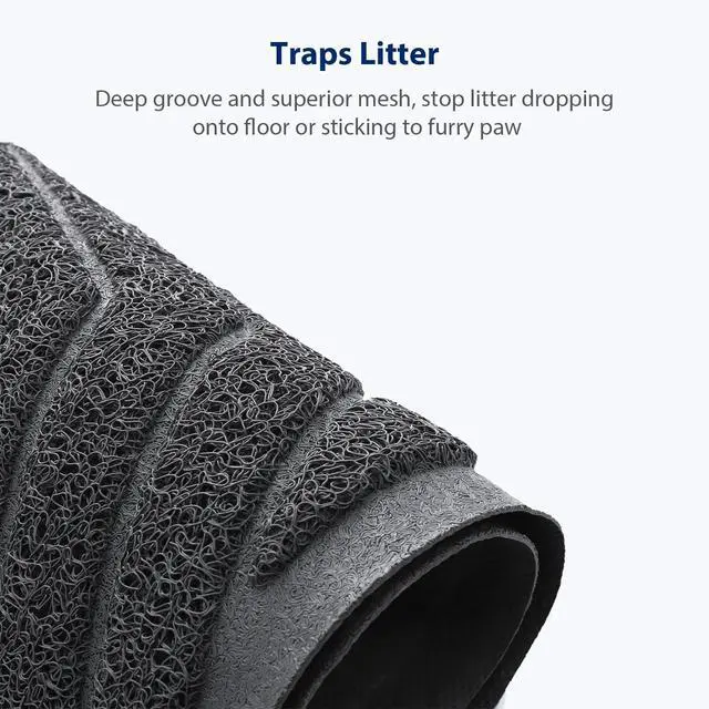 Alt view image 4 of 7 - Cat Litter Box Mat(No. 02-2), Kitty Premium PVC Pad, Durable Trapping Rug, Phthalate Free, Urine-Resistant, Scatter Control, XXL 47 x 36, Grey