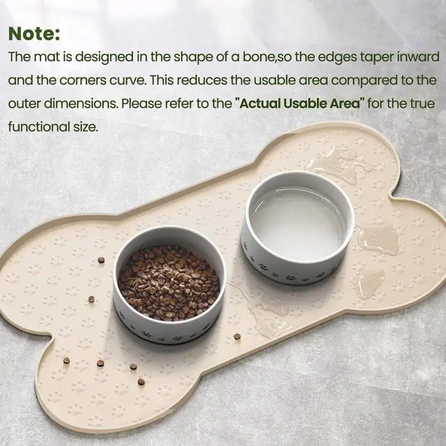 Alt view image 2 of 7 - Dog Food Mat Anti-Slip Silicone Dog Bowl Mat Thicker Pet Placemat Waterproof Cat Feeder Pad with Raised Edge Puppy Kitten Feeding Mats Suitable Small Medium-Sized Dogs Cats Eating Tray