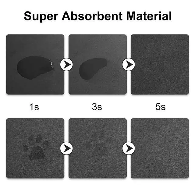 Alt view image 6 of 7 - Cat Food Mat for Pet Dog Feeting Mats, Cat Mat for Food and Water, Non-Slip Super Absorbent, with Multiple cat Heads Logo18.1 x 11.8 inches, Dark Grey