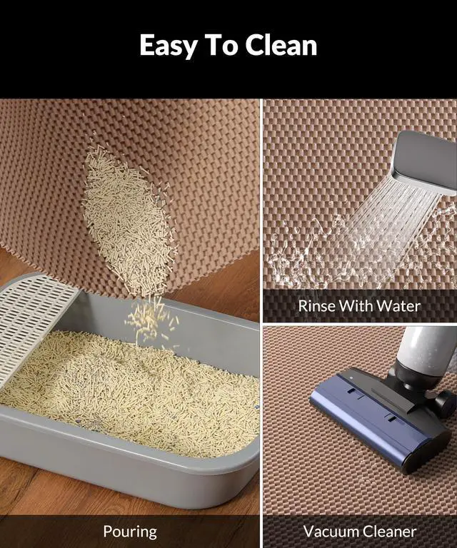 Alt view image 3 of 7 - Cat Litter Mat - Cut to Fit Any Place, 35"x23" Large Litter Trapping Mat for Litter Box, Easy to Clean, Waterproof & Non-Slip Kitty Pad, Scatter Control to Protect the Floor (Khaki)
