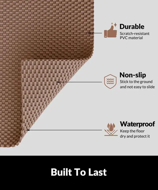 Alt view image 6 of 7 - Cat Litter Mat - Cut to Fit Any Place, 35"x23" Large Litter Trapping Mat for Litter Box, Easy to Clean, Waterproof & Non-Slip Kitty Pad, Scatter Control to Protect the Floor (Khaki)