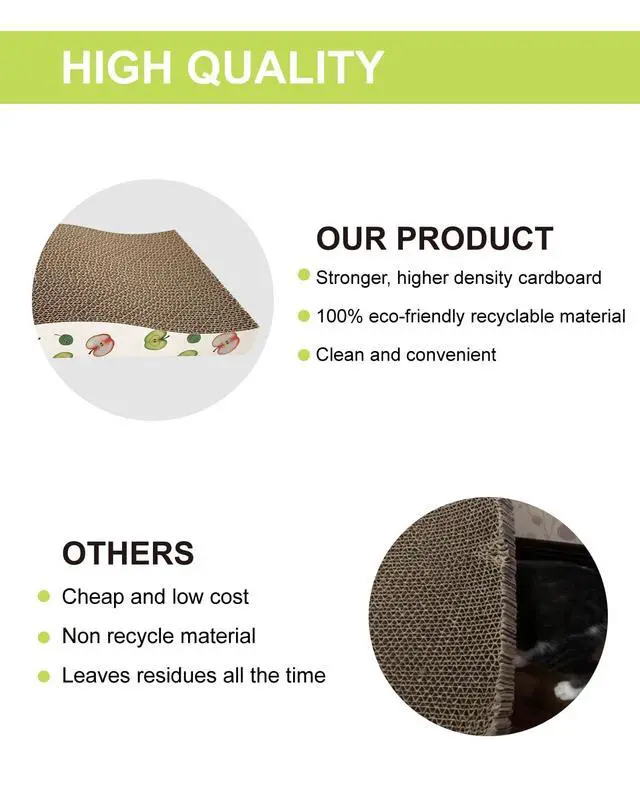 Alt view image 5 of 7 - Cat Scratching Board, Corrugate Cat Scratcher for Indoor Cats with Catnip, Cat Scratch Pad with Premium Scratch Textures Design, Cardboard Cat Scratcher with Double-Sided Usability (Pack of 2)