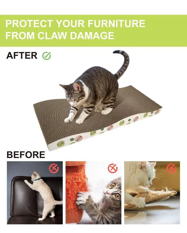Alt view image 6 of 7 - Cat Scratching Board, Corrugate Cat Scratcher for Indoor Cats with Catnip, Cat Scratch Pad with Premium Scratch Textures Design, Cardboard Cat Scratcher with Double-Sided Usability (Pack of 2)