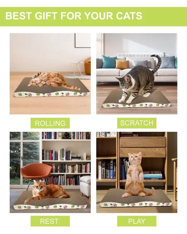 Alt view image 7 of 7 - Cat Scratching Board, Corrugate Cat Scratcher for Indoor Cats with Catnip, Cat Scratch Pad with Premium Scratch Textures Design, Cardboard Cat Scratcher with Double-Sided Usability (Pack of 2)