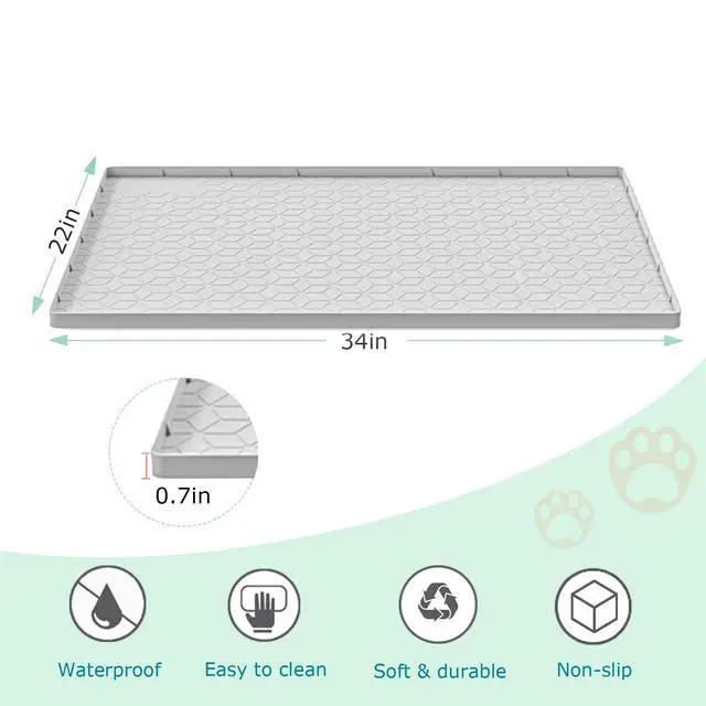 Alt view image 4 of 7 - Cat Litter Mat for Litter Box, Silicone Large Cat Litter Trapping Mat - 34x22 in, Waterproof & Non-Slip, Durable & Easy Clean, Light Gray