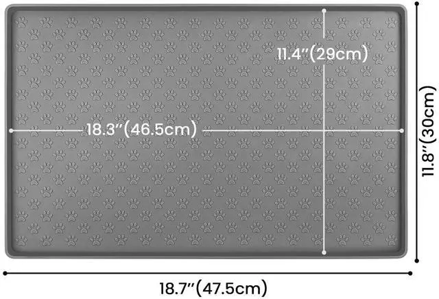 Alt view image 3 of 7 - Pet Placemat for Dog and Cat, Mat for Prevent Food and Water Overflow, Suitable for Small, Medium and Big Pet, 18" 12", Grey, Silicone