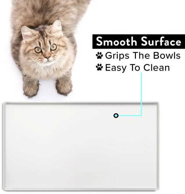 Alt view image 4 of 6 - Cat Food Mat, Small & Large Pet Feeding Mat, 100% Waterproof Cat Placemat for Food and Water, Silicone Mats for Cats Bowls, Non-Slip Mat for Pet Bowl or Fountain (Small, Marshmallow)