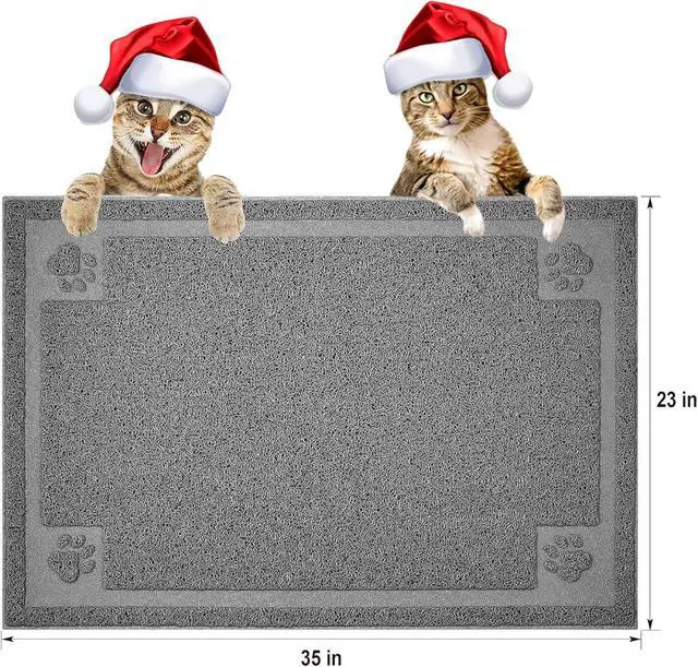 Alt view image 2 of 7 - Large Cat Litter Mat Trapper 35"×23" Traps Litters from Box and Paws Scatter Control for Folding Trapping Mat Soft for Floor on Sensitive Kitty Paws Easy to Clean
