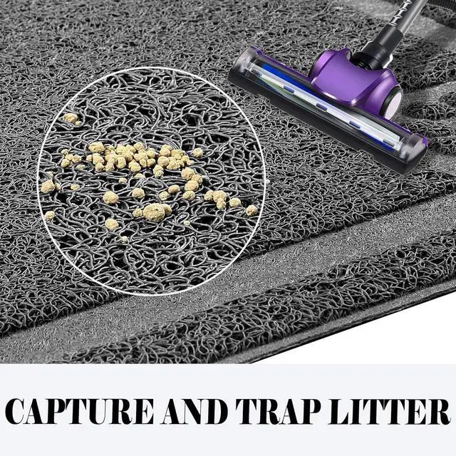 Alt view image 5 of 7 - Large Cat Litter Mat Trapper 35"×23" Traps Litters from Box and Paws Scatter Control for Folding Trapping Mat Soft for Floor on Sensitive Kitty Paws Easy to Clean