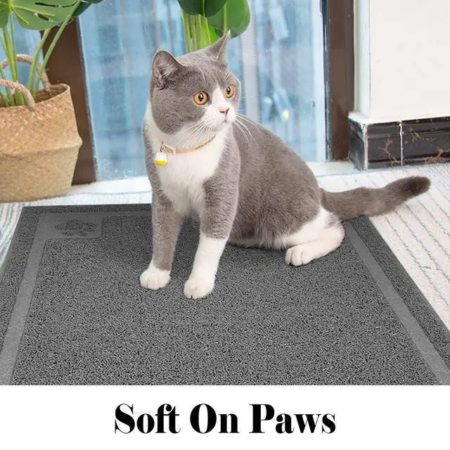 Alt view image 6 of 7 - Large Cat Litter Mat Trapper 35"×23" Traps Litters from Box and Paws Scatter Control for Folding Trapping Mat Soft for Floor on Sensitive Kitty Paws Easy to Clean