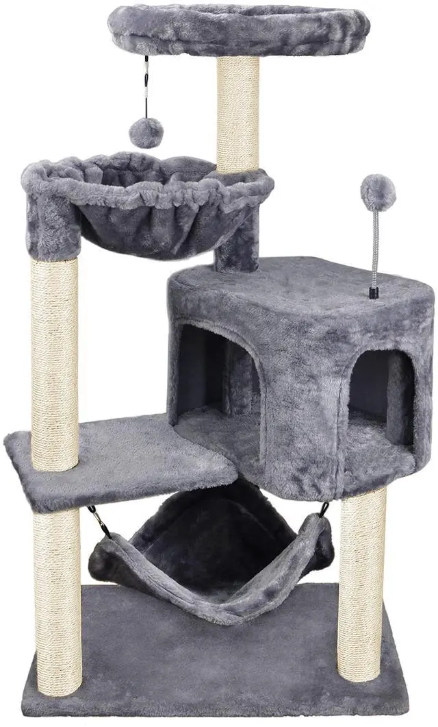 Main image of Cat Tree with Cat Condo and Big Hammock, Grey