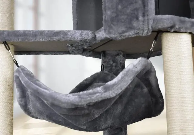 Alt view image 7 of 7 - Cat Tree with Cat Condo and Big Hammock, Grey