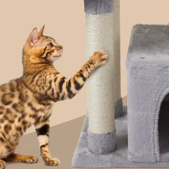 Alt view image 6 of 7 - Cute Cat Tree Kitten Cat Tower for Indoor Cat Condo Sisal Scratching Posts with Jump Platform Cat Furniture Activity Center Play House Grey