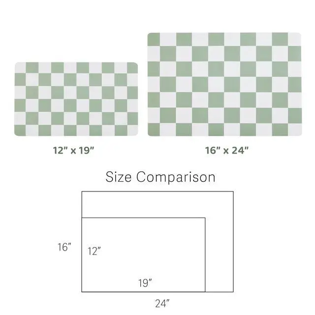 Alt view image 7 of 7 - Checkered Dog Feeding Mat, Absorbent Mats for Dog Food and Water Bowl, Dispenser, Retro Modern Aesthetic Sage Green Checkerboard Pet Placemat for Dogs, Cats, Puppy Accessories, 12" X19