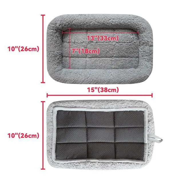 Alt view image 3 of 7 - Cat Mat Bed 10" x 15" Pet Bed with Pillow Around for Puppy Kitten Curled Sleeping Beds for Carrier/Crate Small Dog Cushion, Anti Skid Bottom, Small