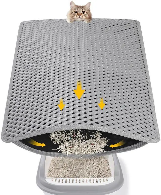 Main image of Double Layer Cat Litter Mat, 24x15 Inch Waterproof Litters Box Mat, Non-Slip Cat Mat for Litter Box