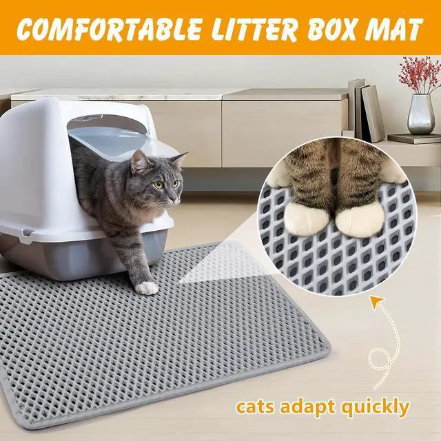 Alt view image 2 of 7 - Double Layer Cat Litter Mat, 24x15 Inch Waterproof Litters Box Mat, Non-Slip Cat Mat for Litter Box